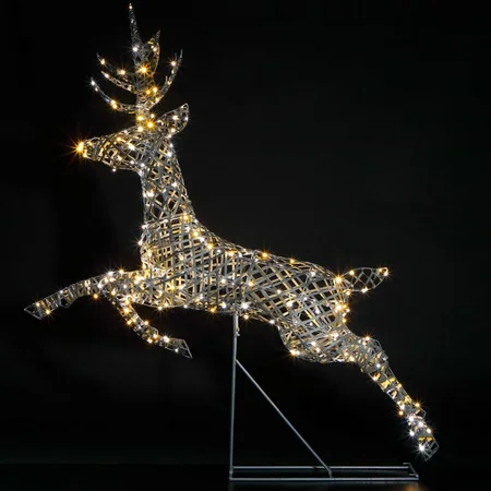 1.5m Richmond Leaping Stag 300 Leds Grey Rattan - image 2
