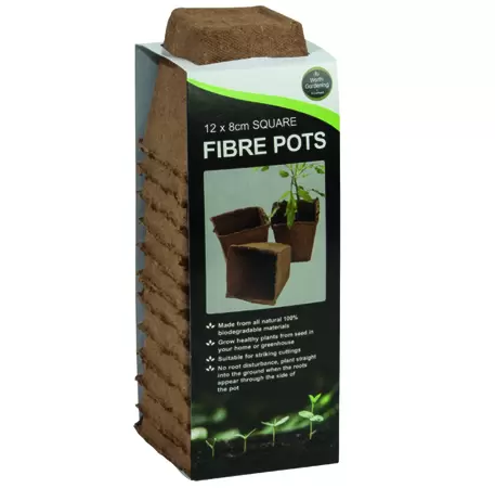 12 8CM SQUARE FIBRE POTS