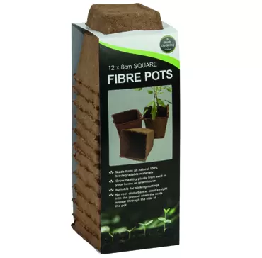 12 8CM SQUARE FIBRE POTS