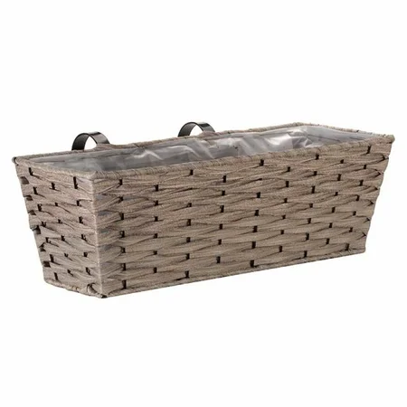 19” Bari Faux Rattan Planter - Soft Grey - image 1