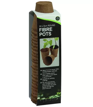 24 6CM ROUND FIBRE POTS