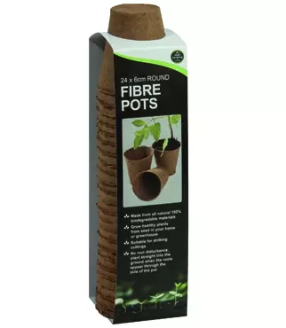 24 6CM ROUND FIBRE POTS