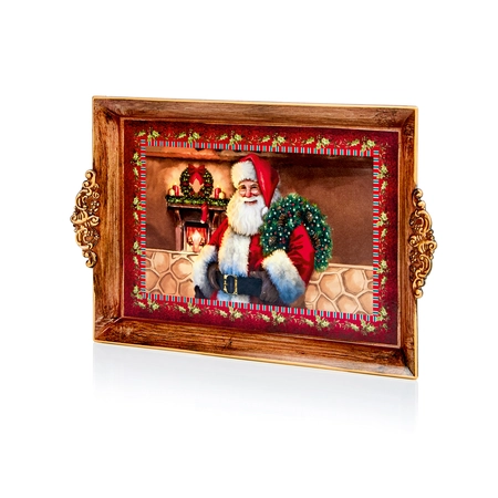 39x25cm Red Santa With Wreath