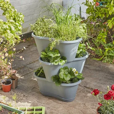 4 Stackable Planters - Slate - image 3
