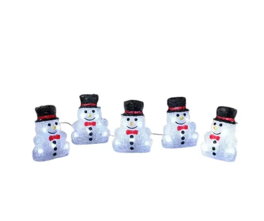 5 Acrylic Sitting Snowmen - image 1