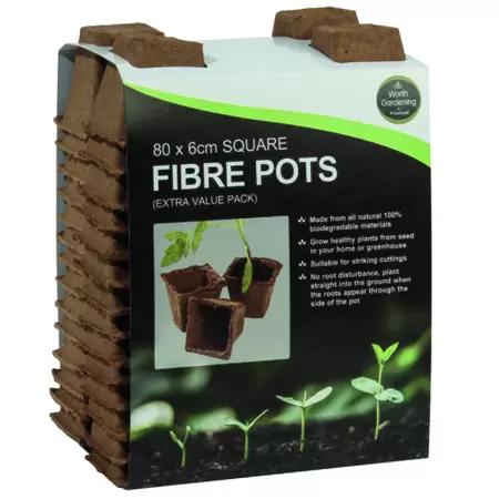 80 6CM SQUARE FIBRE POTS (EXTRA VALUE PACK)