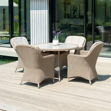 Alexander Rose Hazelmere 4 Seat Round Dining Set with Parasol - image 7