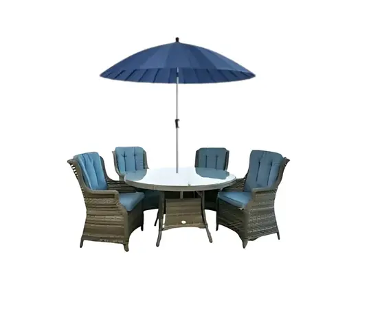 Amalfi 4 Seat Round Ceramic Glass Dining Set - image 1