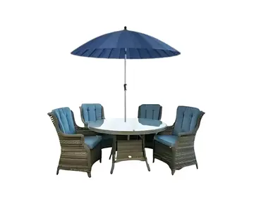 Amalfi 4 Seat Round Ceramic Glass Dining Set - image 1
