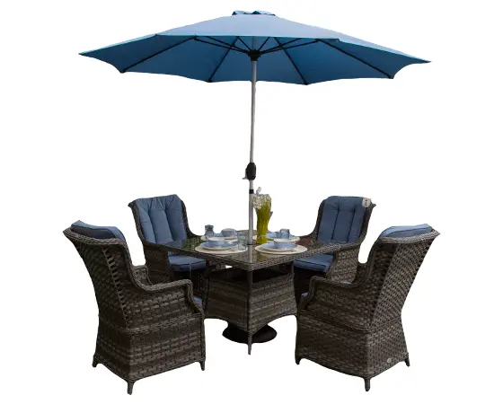 Amalfi 4 Seat Square Dining Set (Denim Blue) - image 1