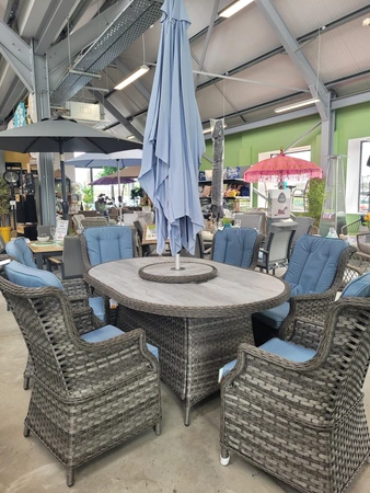Amalfi 6 Seat Oval Ceramic Glass Dining Set - image 2