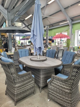 Amalfi 6 Seat Oval Ceramic Glass Dining Set - image 2