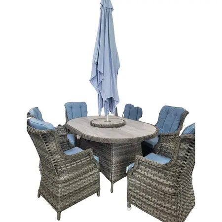 Amalfi 6 Seat Oval Ceramic Glass Dining Set - image 1
