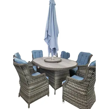 Amalfi 6 Seat Oval Ceramic Glass Dining Set - image 1
