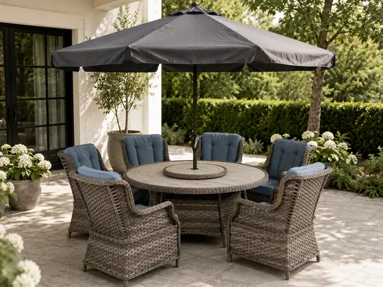 Amalfi 6 Seat Round Ceramic Glass Dining Set - image 4