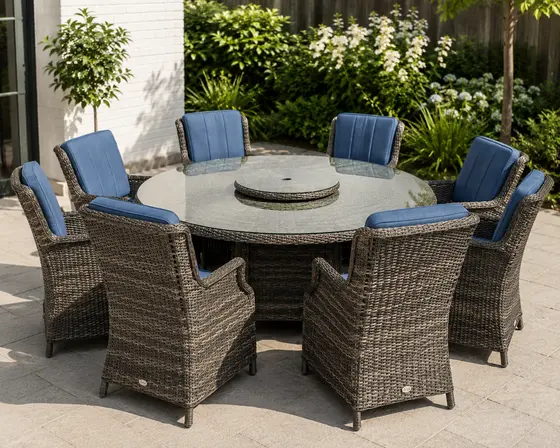Amalfi 8-Seat Round Ceramic Printed Glass Set - image 2
