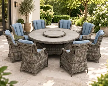 Amalfi 8-Seat Round Ceramic Printed Glass Set - image 2