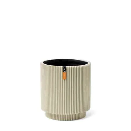 Beige Vase Cylinder Groove L