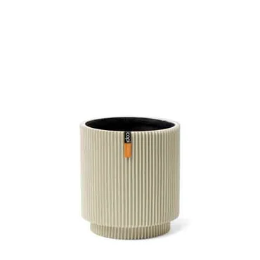 Beige Vase Cylinder Groove M