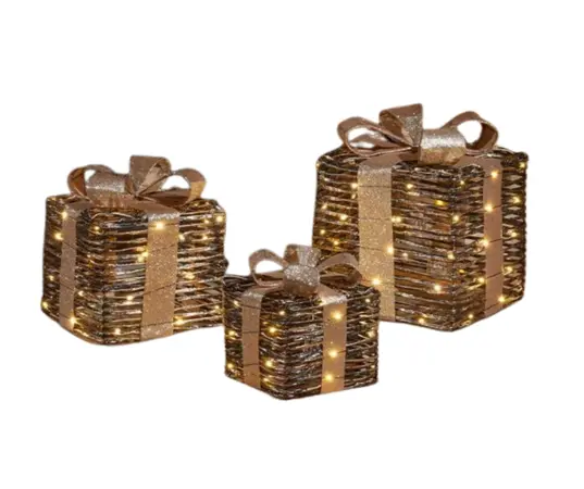 Blackgold Braid Faux Gift Boxes - Set Of 3 - image 1