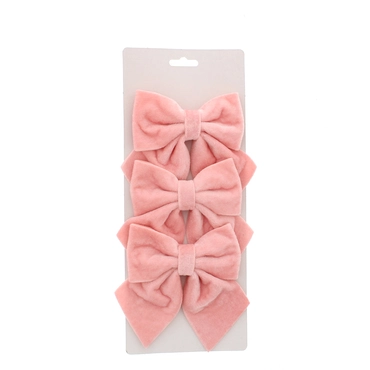 Blush Pink Velvet Bows-Backing Card 3pcs X 15cm 