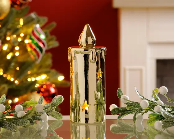 Bo Lit Porcelain Gold Candle (18cm)