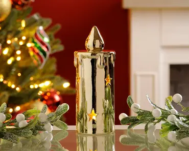 Bo Lit Porcelain Gold Candle (18cm)