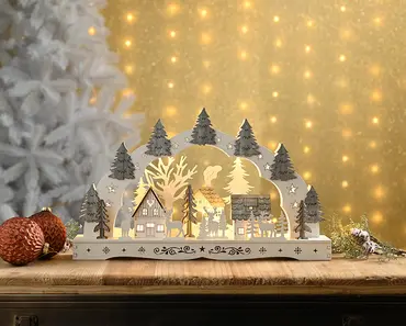 Bo Lit Reindeer Candle Bridge Scene (43cm)