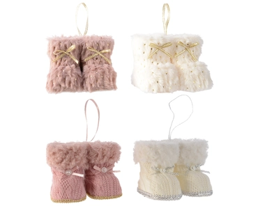 Boots Faux Fur With Bow With Pearl 4col Ass