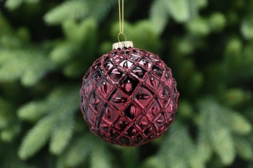 Burgundy Glass Ball-Red Glitter Diamond 10cm  - image 2