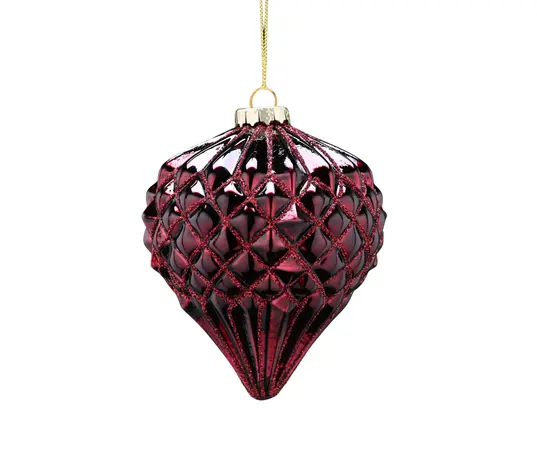 Burgundy Glass Onion-Red Glitter Mini Diamond 10cm  - image 1