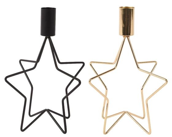 Candleholder Iron Star With Iron Candle Cup 2col Ass