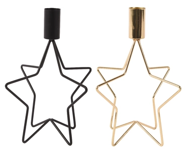 Candleholder Iron Star With Iron Candle Cup 2col Ass