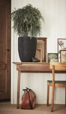 Capi Black Nature Rib NL Elegant Low Vase Planter 30L - image 2