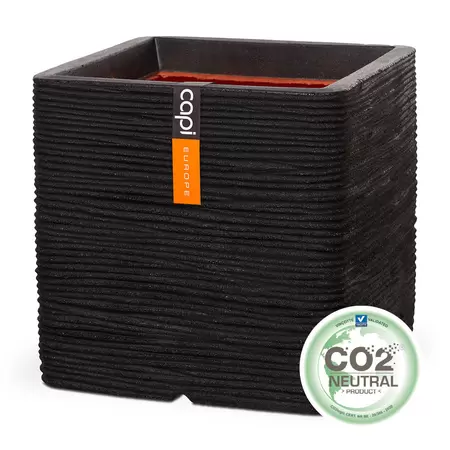 Capi Black Nature Rib NL Square Planter 22L - image 1