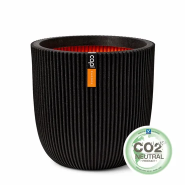 Capi Black Planter Ball Groove NL 43x41cm
