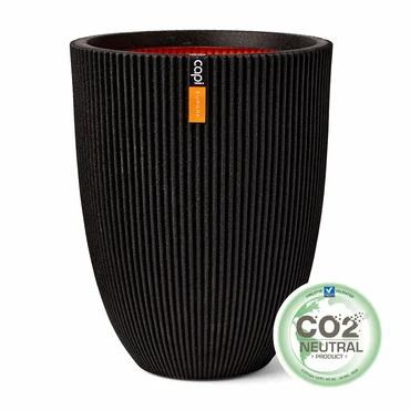 Capi Black Vase Elegant Low Groove 34x46cm