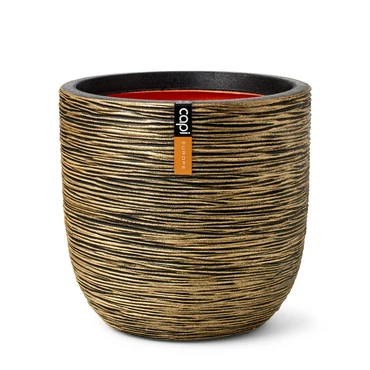 Capi Planter Ball Rib Nl Black Gold 35x34