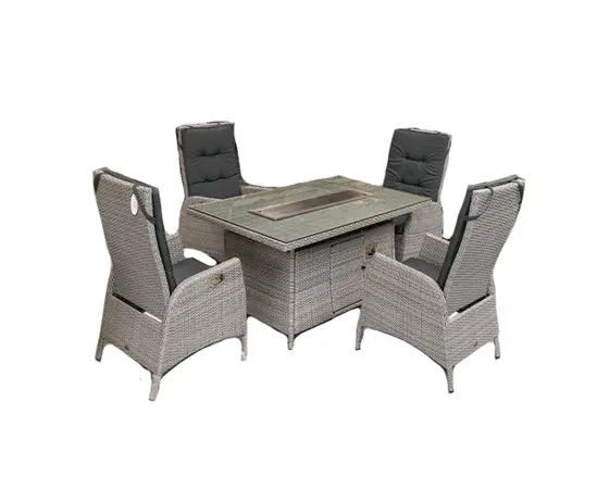 Chatsworth 4 Seat Rectangular Reclining Dining Set with Fire Pit Table - image 1