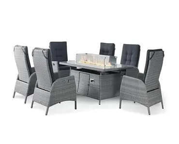 Chatsworth 6 Seat Rectangular Reclining Dining Set with Fire Pit Table - image 1