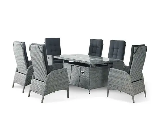 Chatsworth 6 Seat Rectangular Reclining Dining Set with Fire Pit Table - image 2
