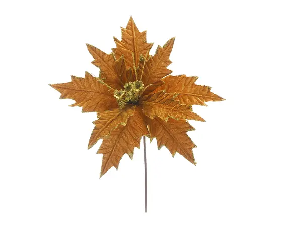 Classic Gold Poinsettia with Glitter Stem (66cm)