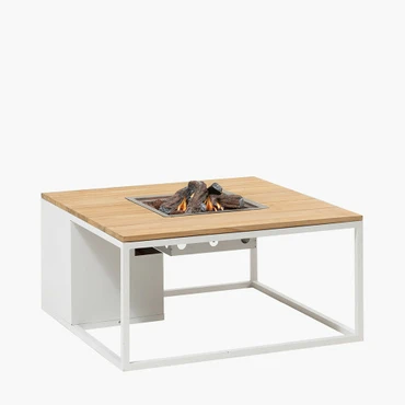 Cosiloft 100 White and Teak Fire Pit Table - image 1