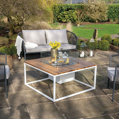 Cosiloft 100 White and Teak Fire Pit Table - image 2