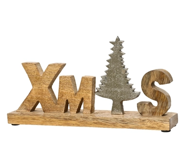 Decoration Mangowood Lt. Burnt &Amp; Polish &Amp; Plating Xmas