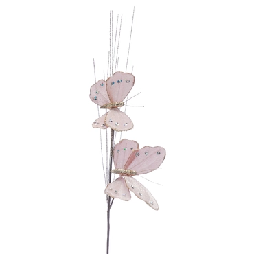 Double Pink Butterfly Stem 62cm