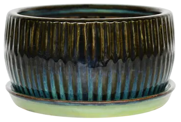 Emerald Round Reactive Glaze Bonsai Planter L - image 1