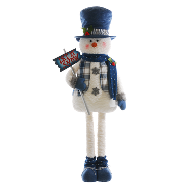 Extendable Legs Plush Snowman With Sign 132cm