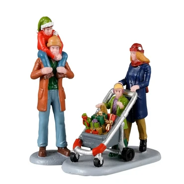 Family Holiday Shopping Spree Figurines (Pack of 2) 