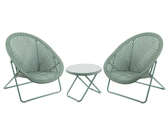 Faux Rattan Folding Lounge Set (Green) - image 1